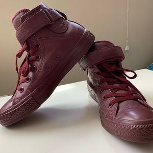 Maroon Leather Hi-Top Converse